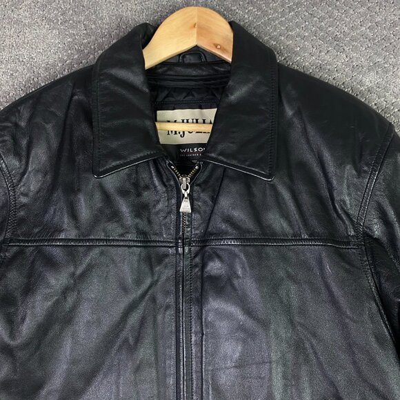 Vintage Wilsons M Julilan Leather Jacket Men's Small Black Full Zip Up Liner - Picture 2 of 15